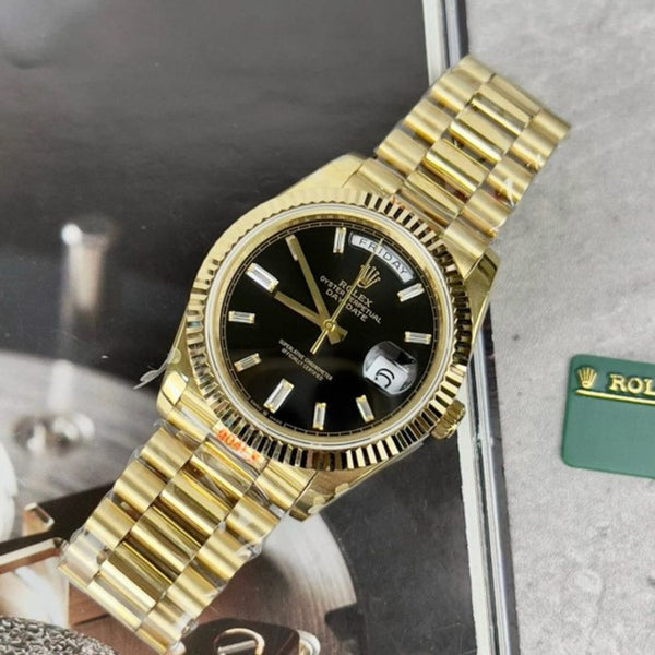 ROLLEX DAY DATE GOLD BLACK DIAMOND AUTOMATIC 458
