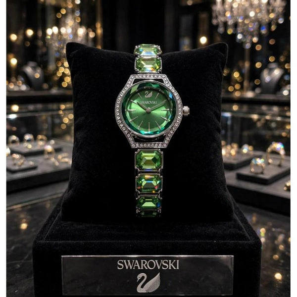 SWAROVSKY CRYSTAL SILVER GREEN WATCH FOR HER 1000