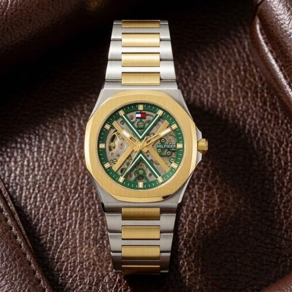 Tommmy Hilfige_r Skeleton Automatic 2Ton-Gold-Green