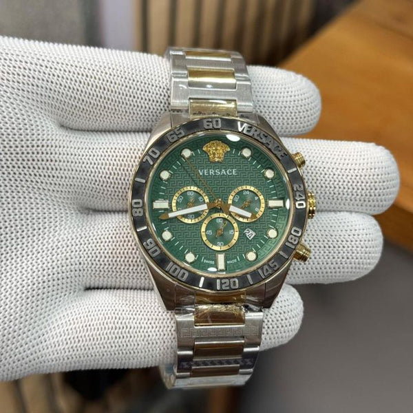Versace Greca Dome Chronograph Two Tone Green (414)