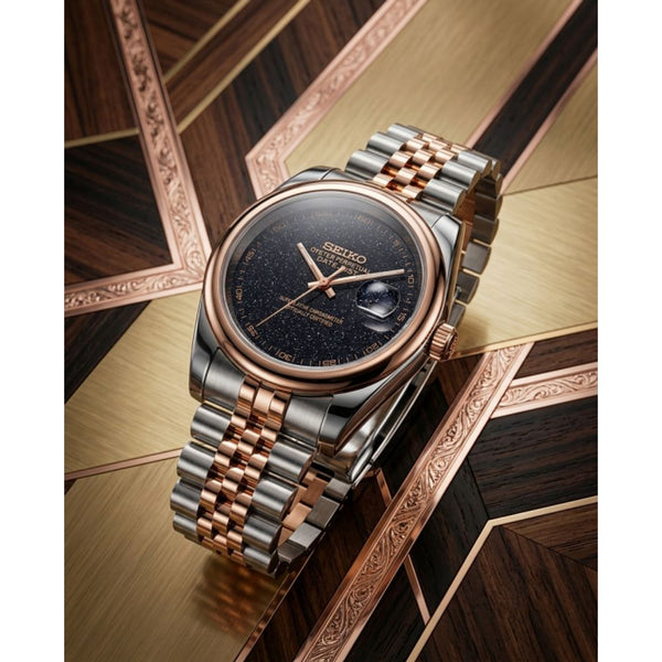 Seiko Galaxy Oyster Perpetual Date Just Two Tone Black Dial