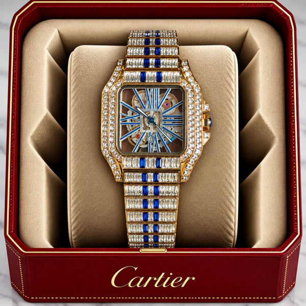 Cartiarr Santos Diamond Quartz (GoldBlue)
