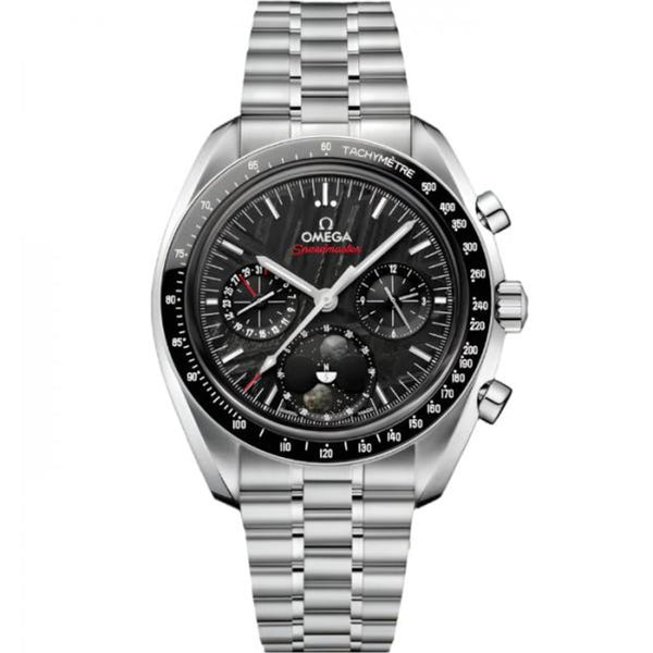 Omegha Speedmaster Moonphase Meteorite siler black design
