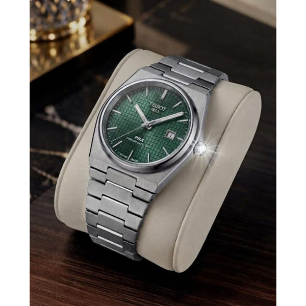Tissoo_t 1853 PRX Textured Silver Green Dial
