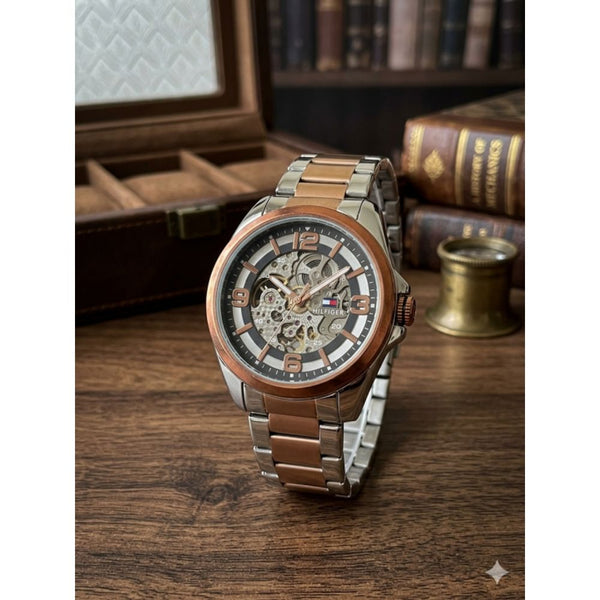 TOMMY HILFIGAR AUTOMATIC WATCH ROSE BLACK 500
