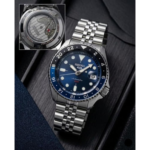 SEIK O 5 SPORTS GMT MOVEMENT LIKE AUTO OG LOCK BLUE 295