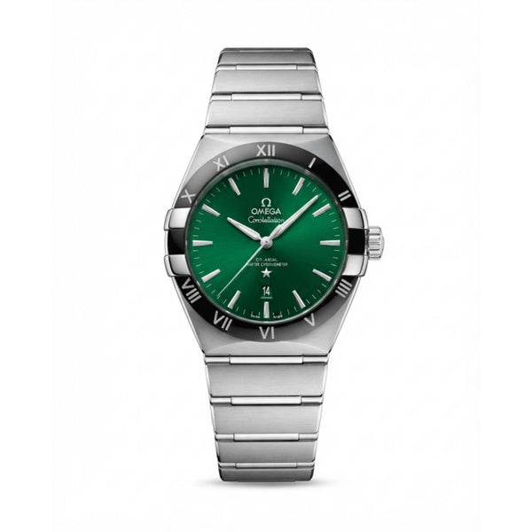 Omegg_a Constellation Co-Axial Chornometer Silver Green Dial