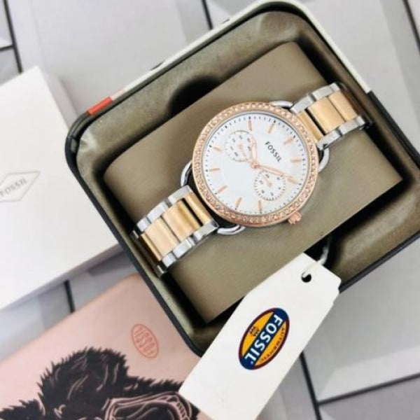 Fosil tailor lady analog all working tt rose white 217