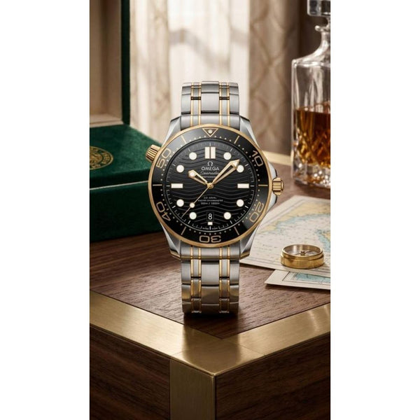 Seamaster Omegg_aDiver 300M Automatic 2Ton Gold Black