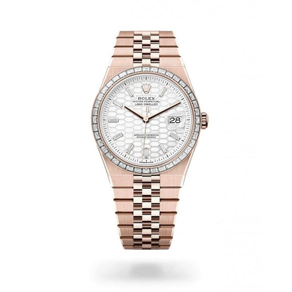 RollexLand-Dweller Diamond-Set Bezel Automatic Rose Gold White Dial