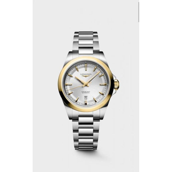 Longinees Conquest Automatic Silver Chain Dial Gold Tone (417)