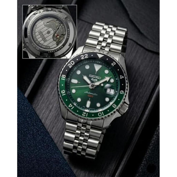 SEIK O 5 SPORTS GMT MOVEMENT LIKE AUTO OG LOCK GREEN 298