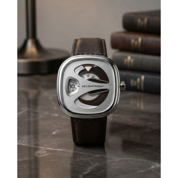Seven Friday M-Series Square Dark Brown Silver White Dial