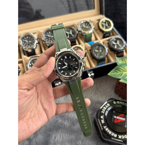 Casio Gshock Green Silver Digital Analog W206