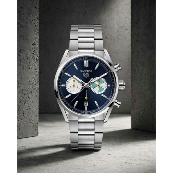 TAG Heuuer Carrera Chronograph silver blue