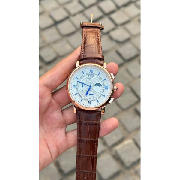 Cartiar sun moon date all working premium leather belt watch