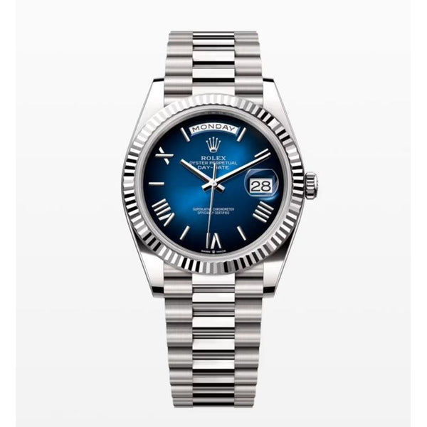RollexOyster Perpetual Day Date Automatic Silver Blue Dial