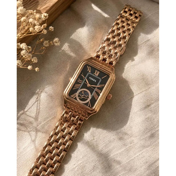 Fosil Raquel Sun Moon Rose-Gold Black