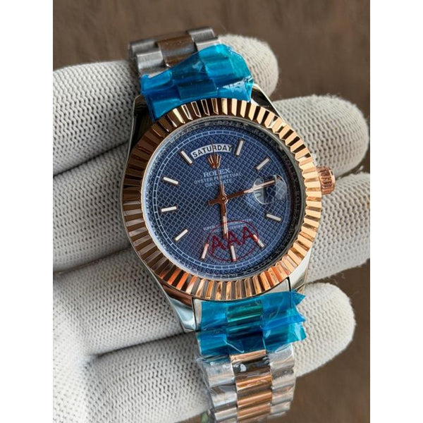 ROLLEX DAYDATE TWOTONE BLUE TEXTURE DIAL AT299