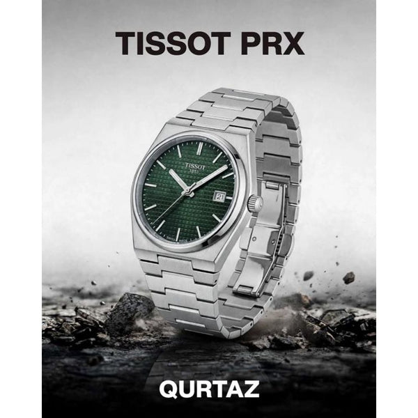 Tissoo_t 1853 Prx Powermatic Quartz silver green checks