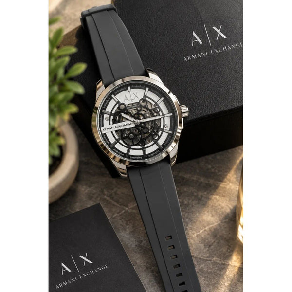 Arman_i Exchange Hampton Automatic Silicone Silver White Grey Belt