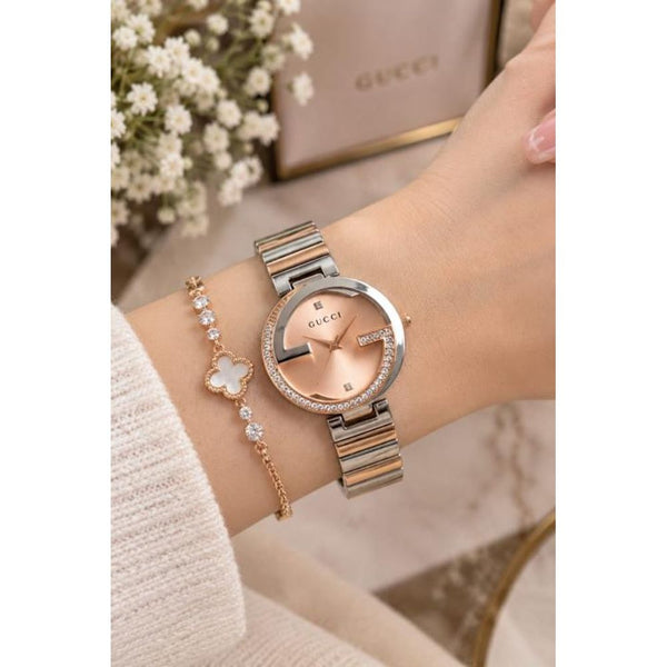 Guccci Women Diamond Two Tone Rosegold Heavy Quality