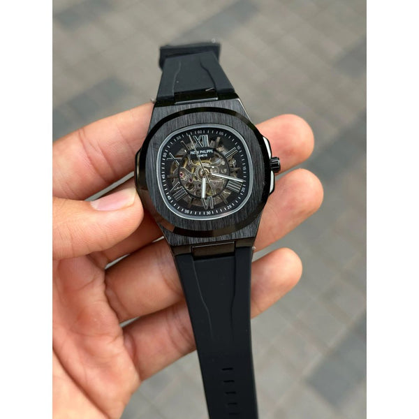 Patek Phillip e Nautilus Skeleton Silicone Full Black