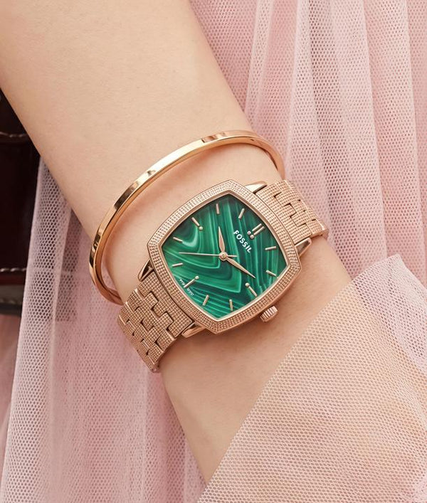 Fossii_l x Nick Jonas Ladies Rose Gold Green 01
