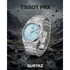 Tissoo_t 1853 Prx Powermatic Quartz  silver Sky blue plan