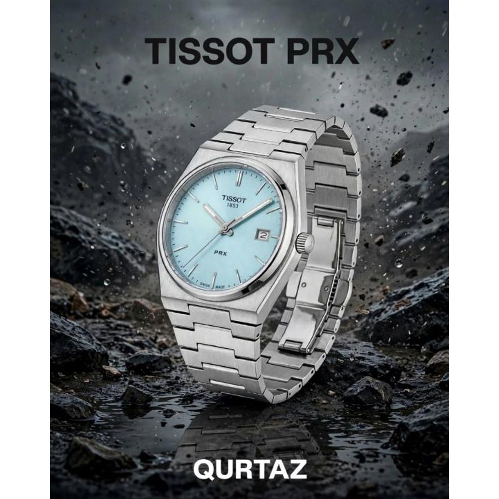 Tissoo_t 1853 Prx Powermatic Quartz  silver Sky blue plan