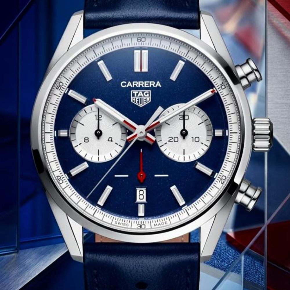 TAG Heuuer Carrera Chronograph 42mm France Limited Edition blue
