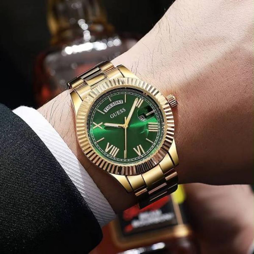 Gues s Day Date Men Gold Green