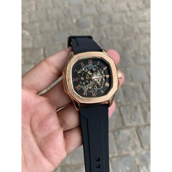 Patek Phillep e Skeleton Automatic Silicone Rose Gold