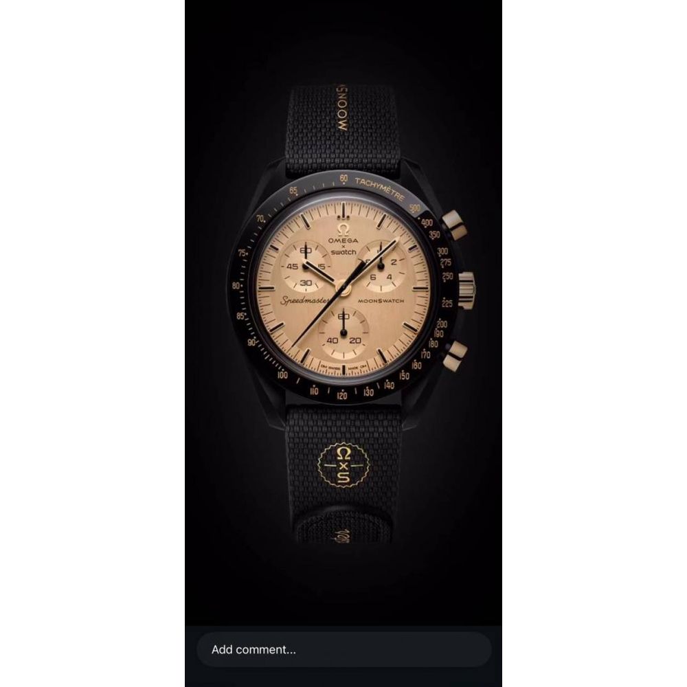 Omegha Swach Speedmaster 1969 Black Gold