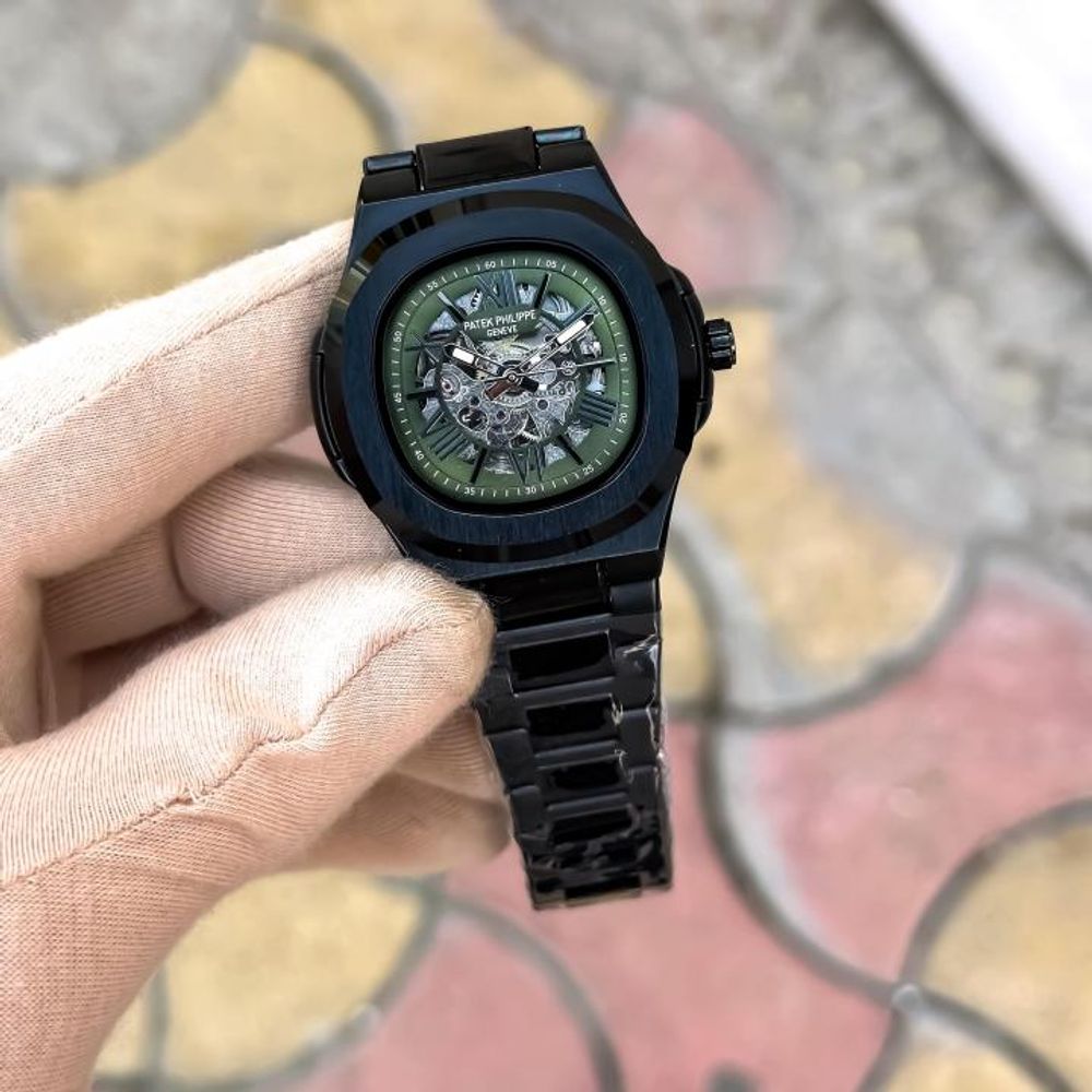 PATEK_PHILLIPPE MENS BLACK GREEN AUTOMATIC WATCH