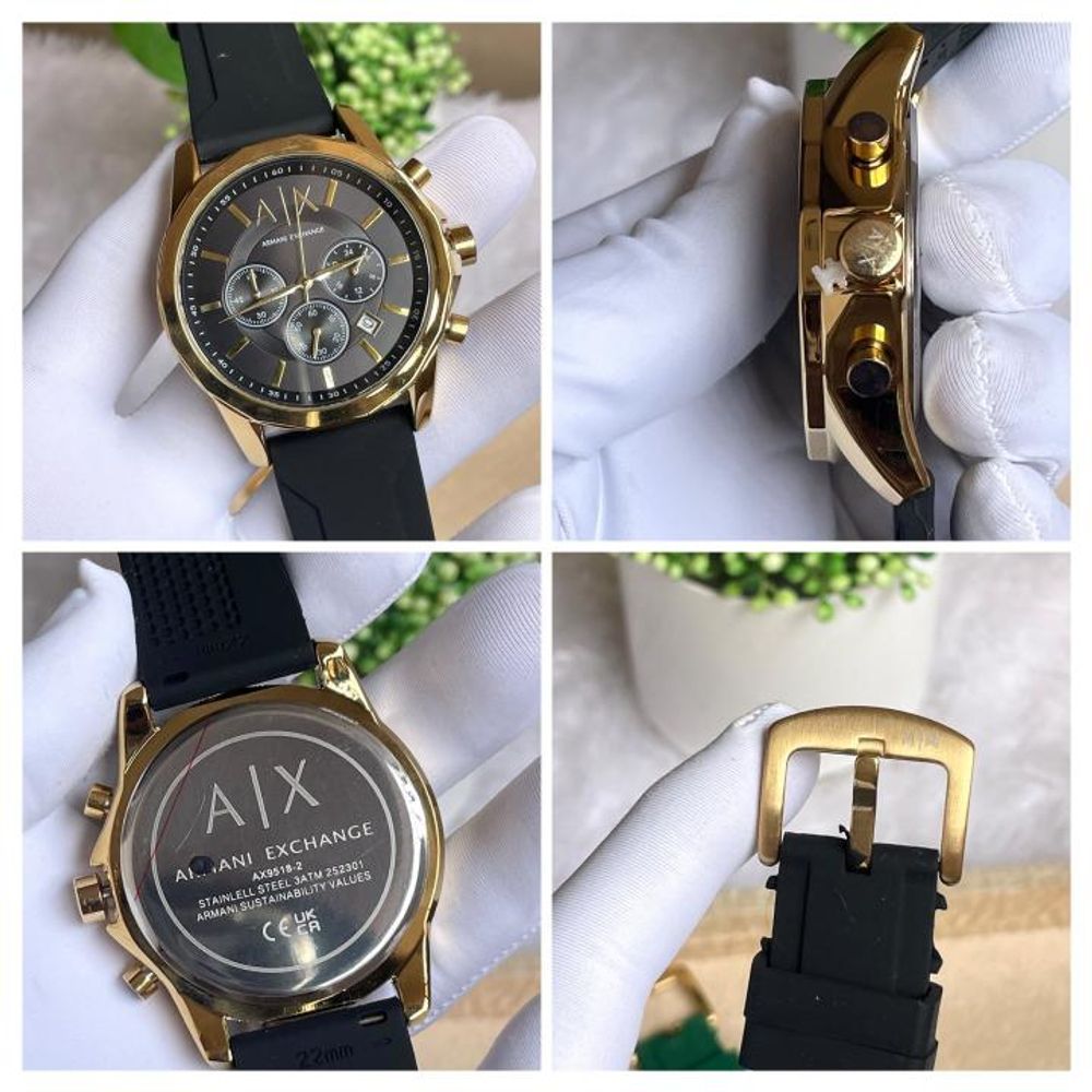 ArrWa%! Exchage AX1723 Chronograph BLACK GOLD BLACK AT382