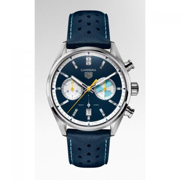 TAG Heuuer Carrera Chronograph blue brown and white