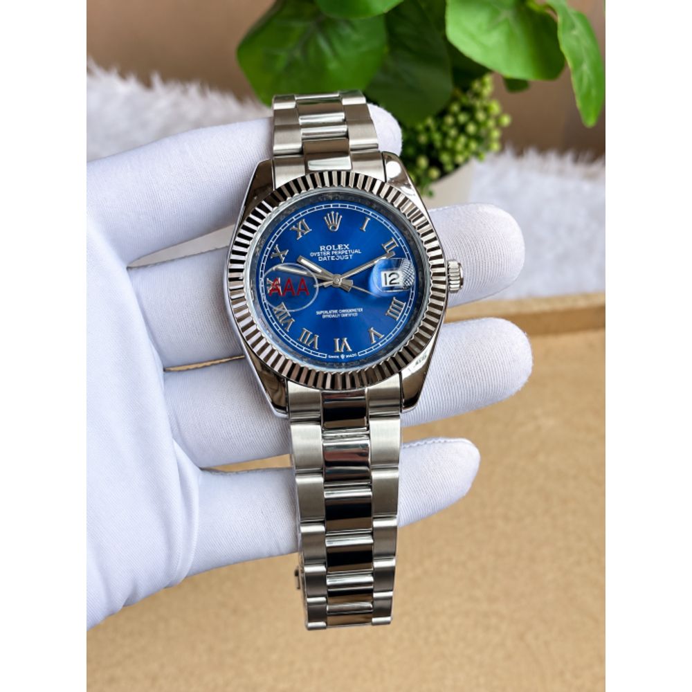 Rollex DateJust Automatic Premium FST Oyster Silver Blue Roman Dial AT468