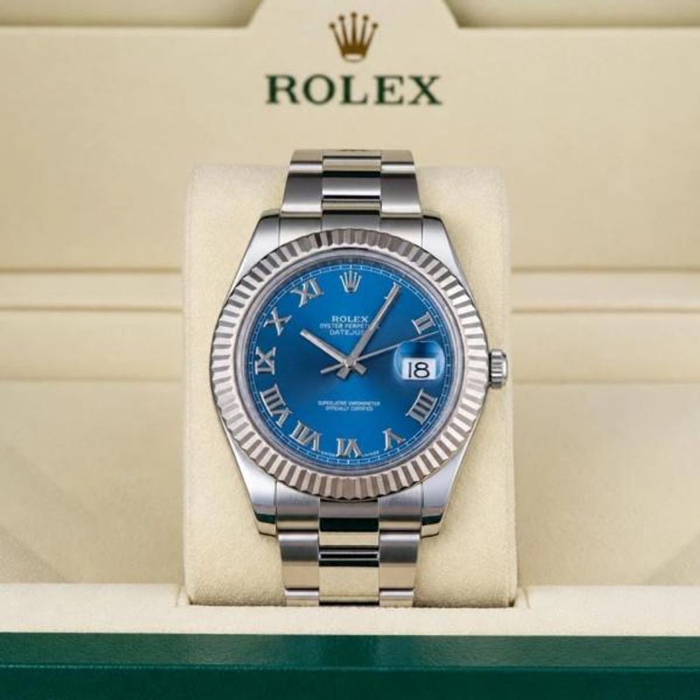 Rollex DateJust Automatic Premium FST Oyster Silver Blue Roman Dial AT468