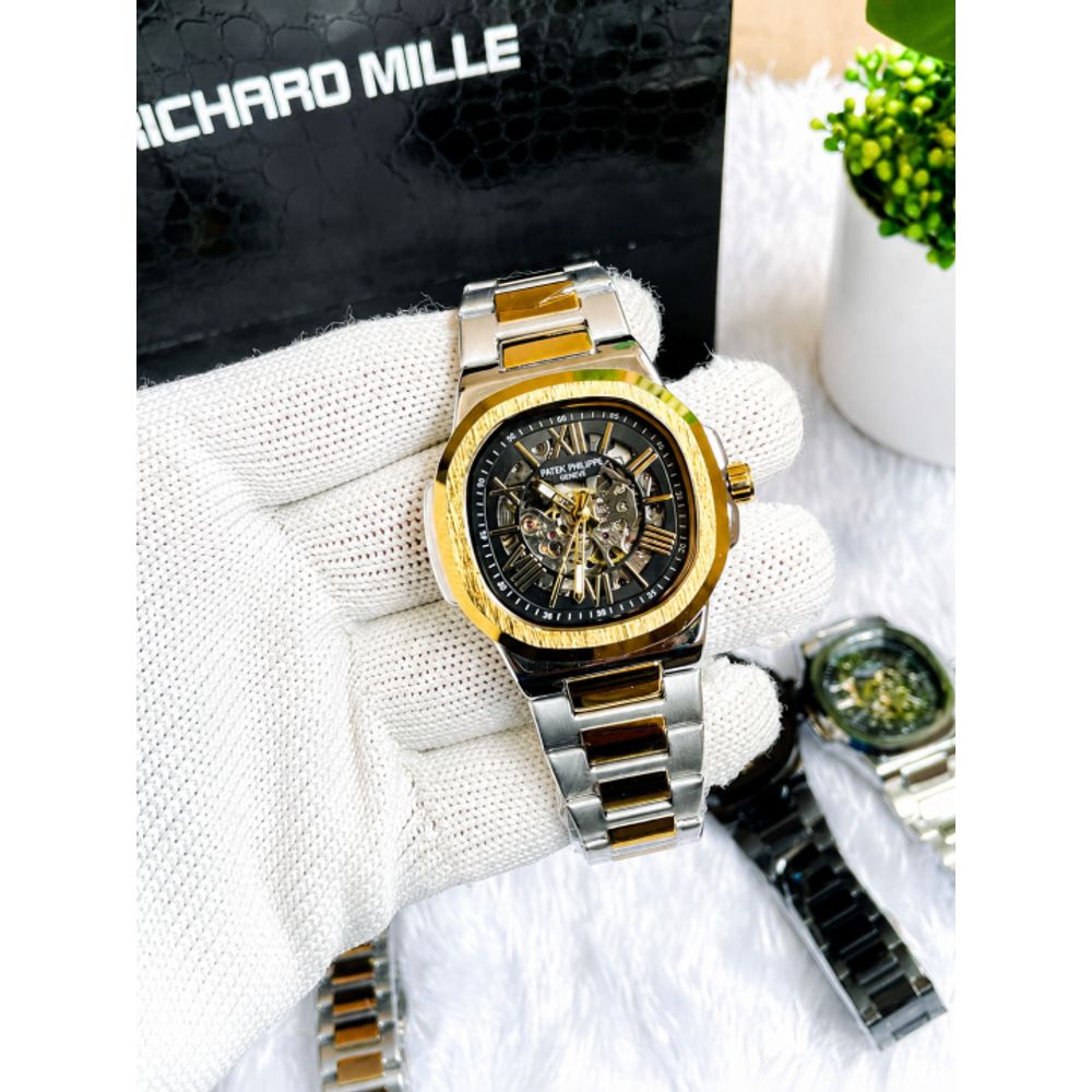 Patek Philipe Automatic Gold Two Tone Black Dial AT446