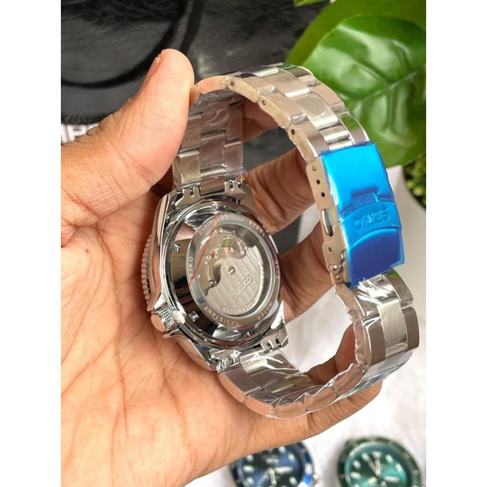 Seiko 5 Sports Day Date Open Back Silver Black AT458