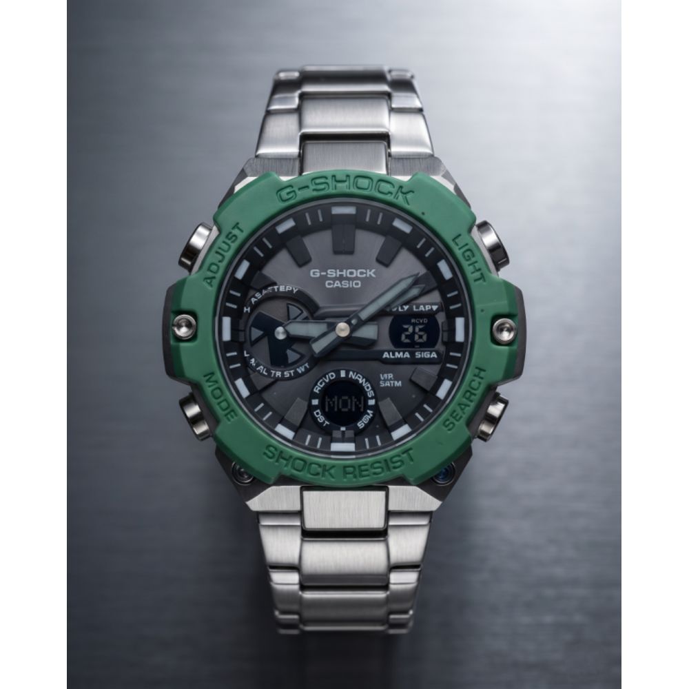 Casio G-Shock GST-B400D-1A Silver Black Green Dial