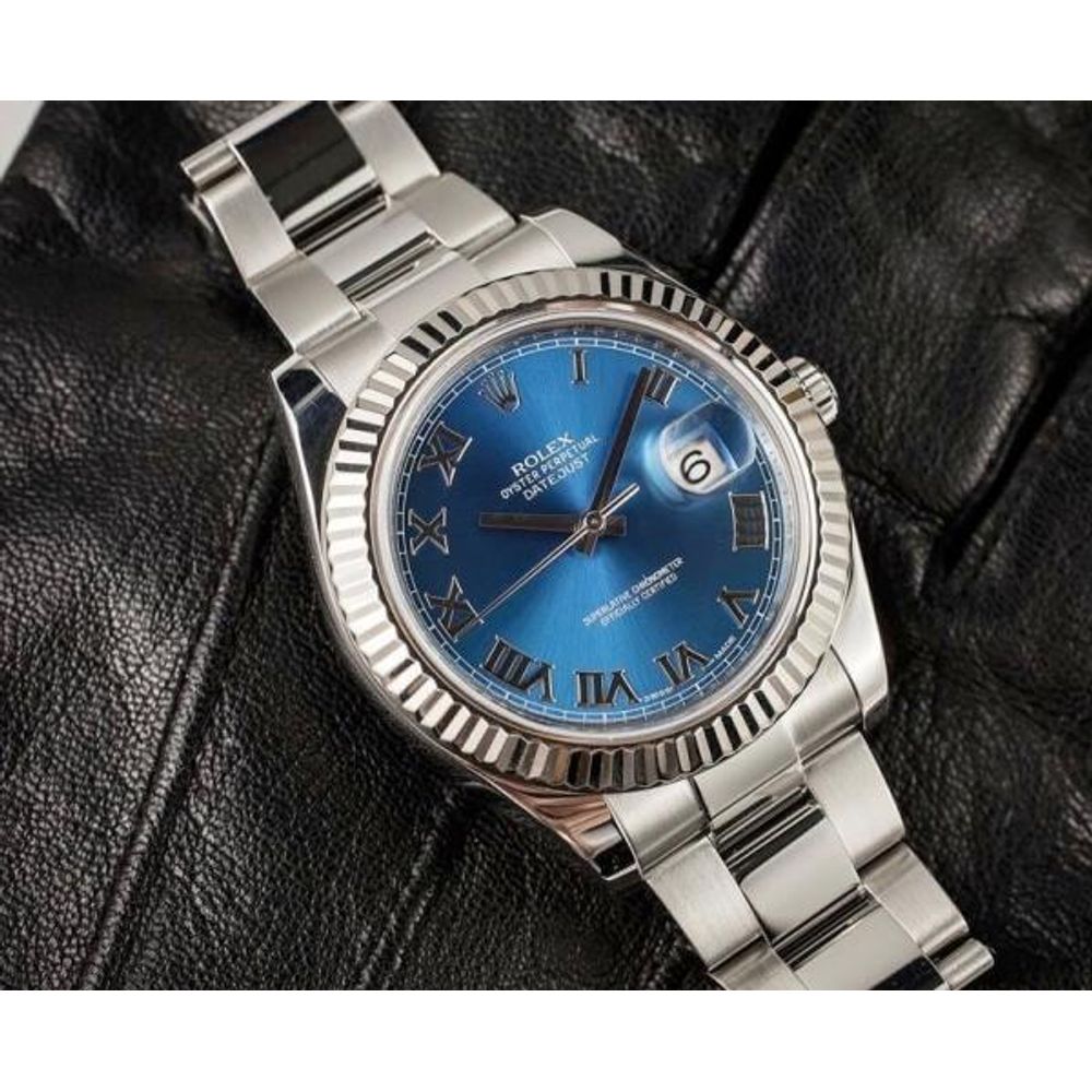 Rollex DateJust Automatic Premium FST Oyster Silver Blue Roman Dial AT468