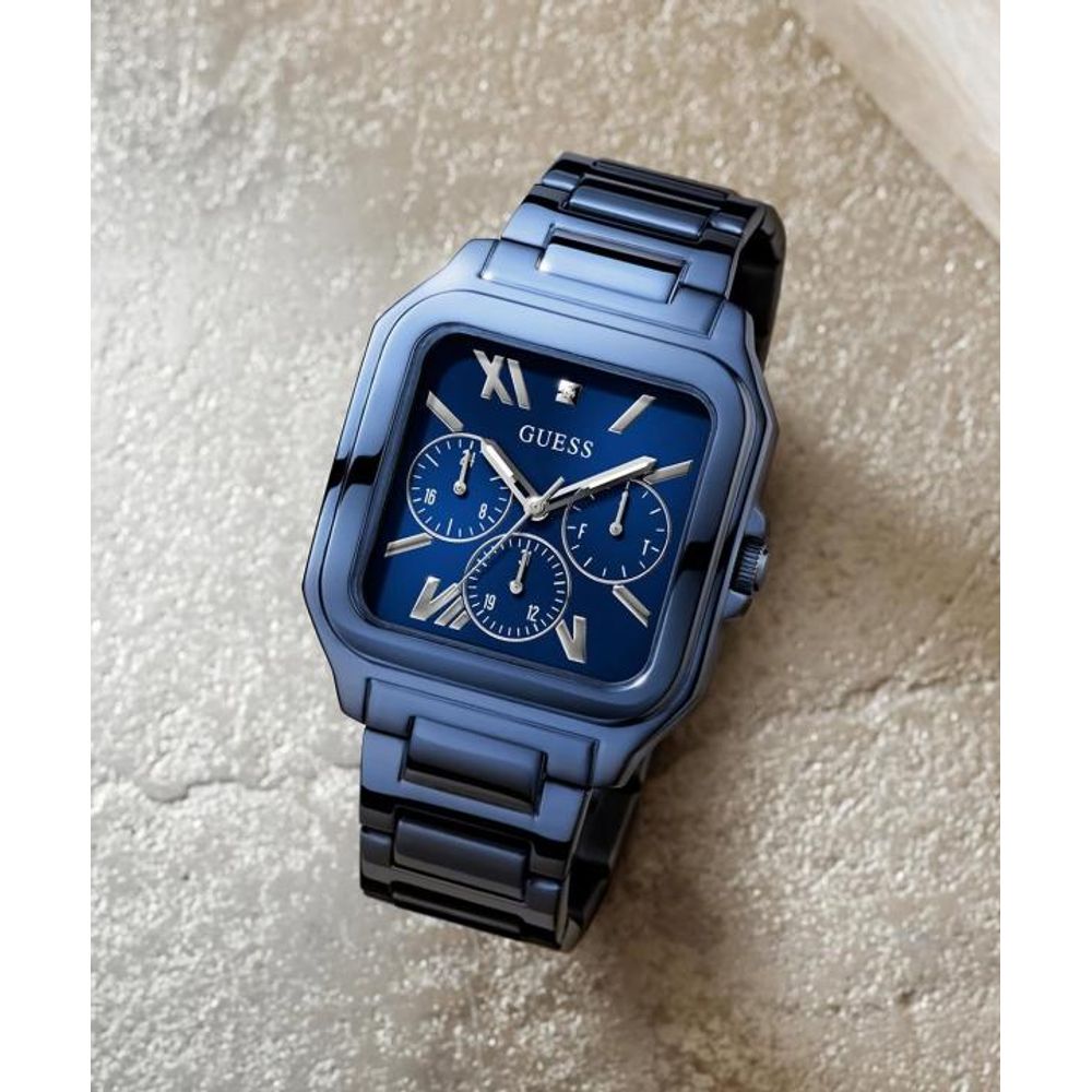 Gues_s Men Headline Square Gunmetal Analogue blue