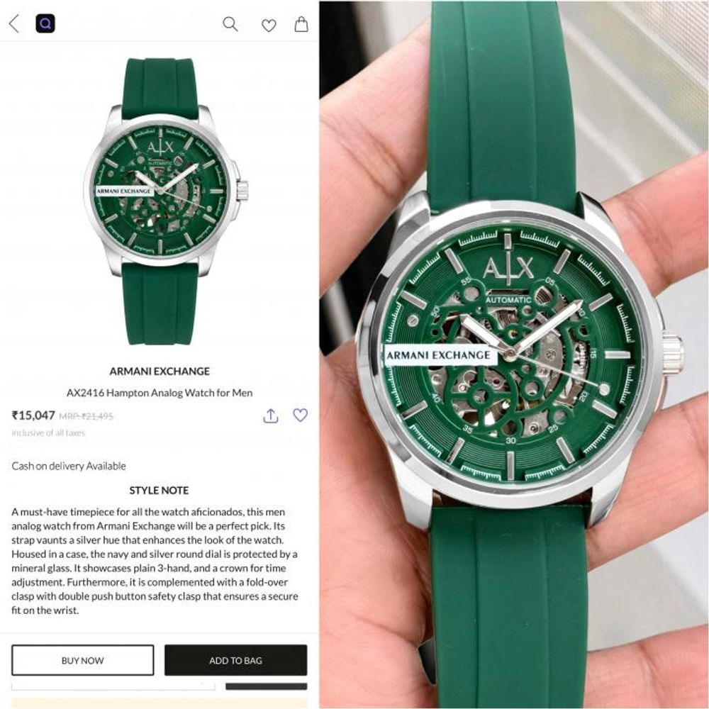 Arrwa%ni Exchange Hampton Automatic Watch AX2416 green