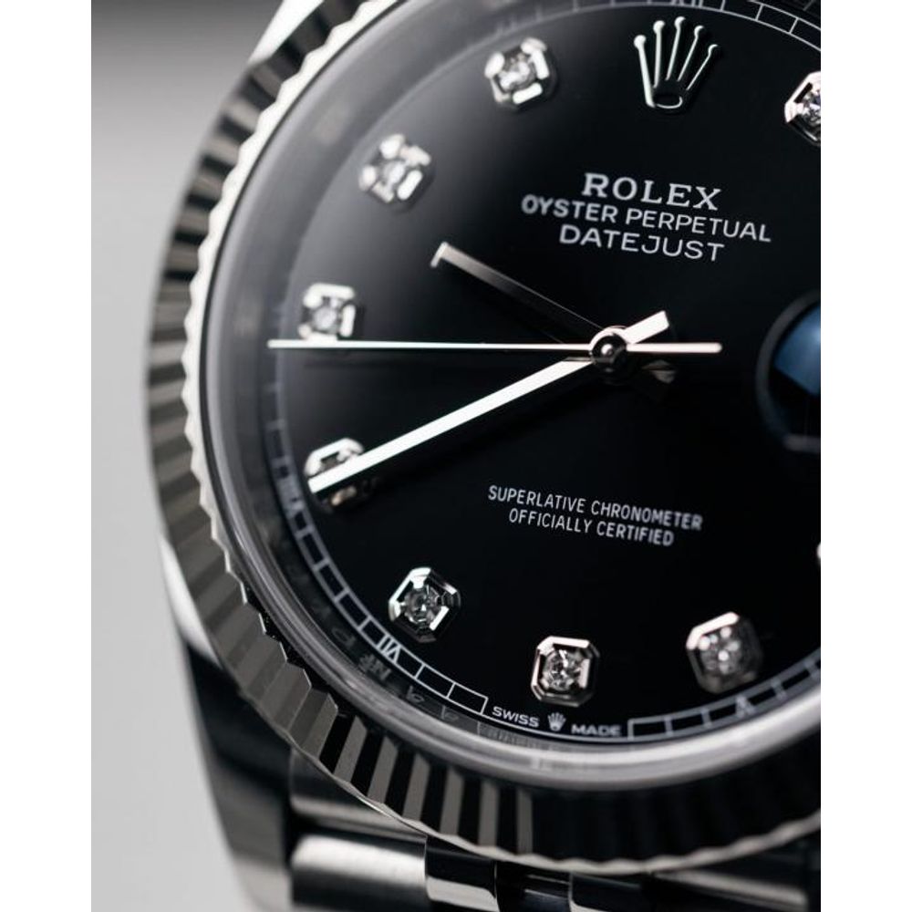 Rolee_x Oyster Perpetual Date Just Diamond Silver-Black-Diamond