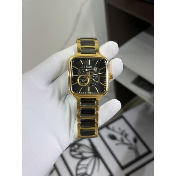 TITA AN CERAMIC FUSION SKELETON AUTOMATIC RICH BLACK GOLD  MENS HVY 1169