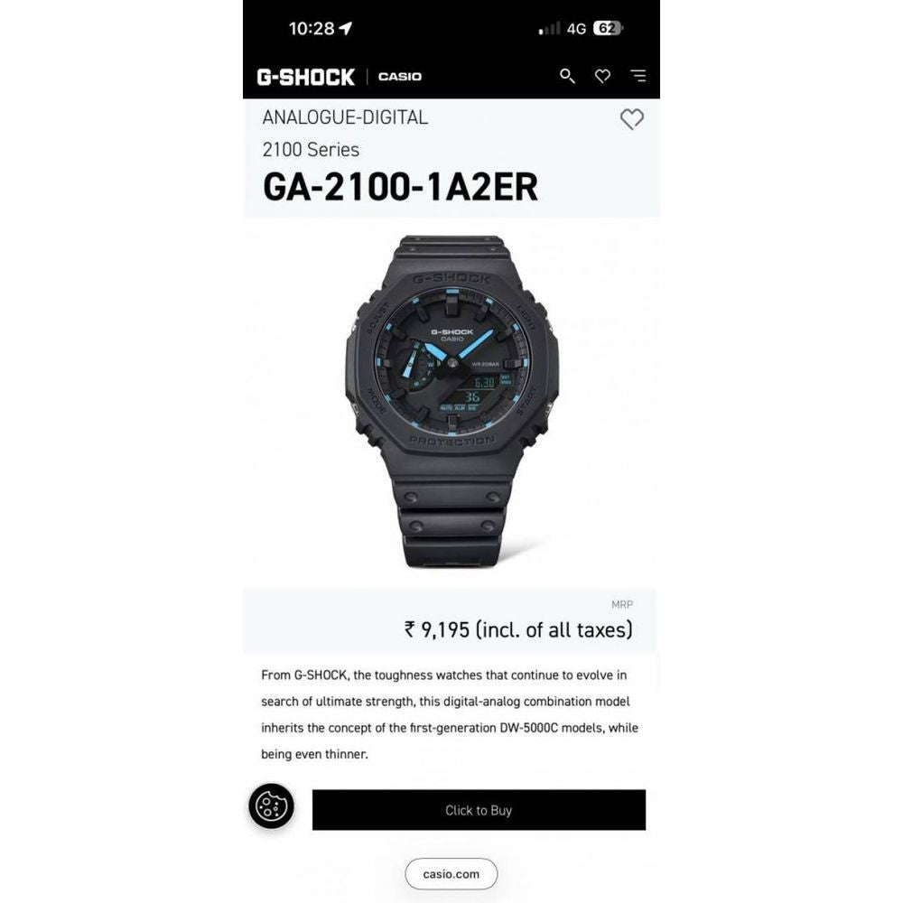 Casio g shock ga2100 black and blue