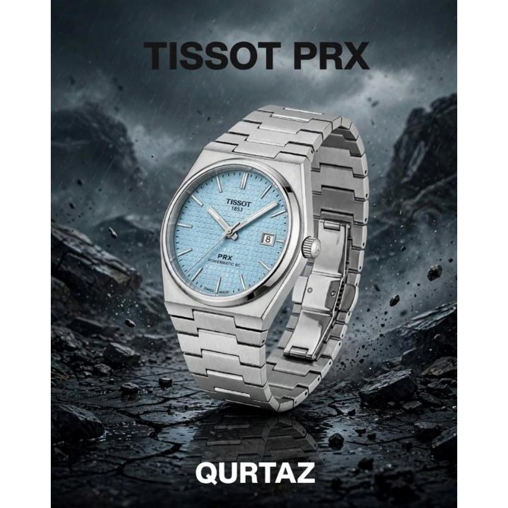 Tissoo_t 1853 Prx Powermatic Quartz silver Sky blue checks