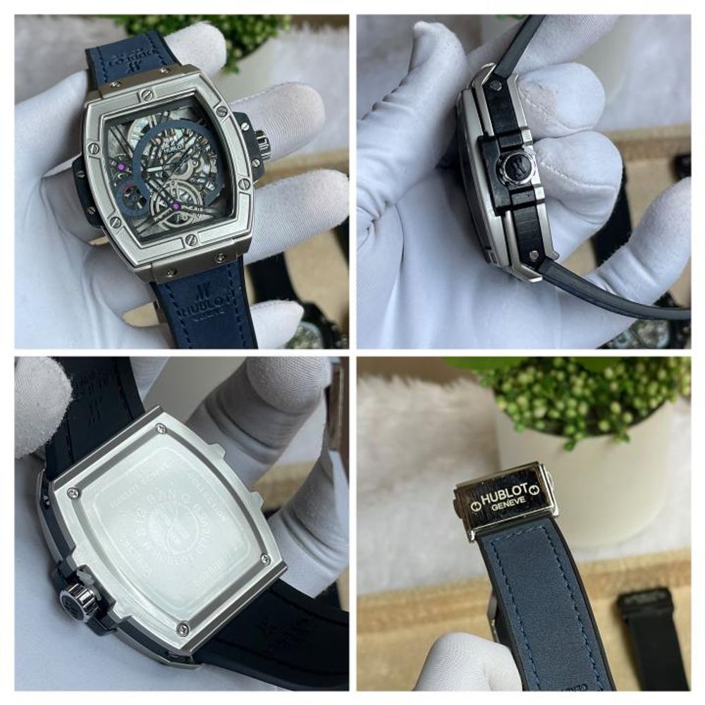 Hublot Bigbang Square Silver Blue Leather Belt AT519